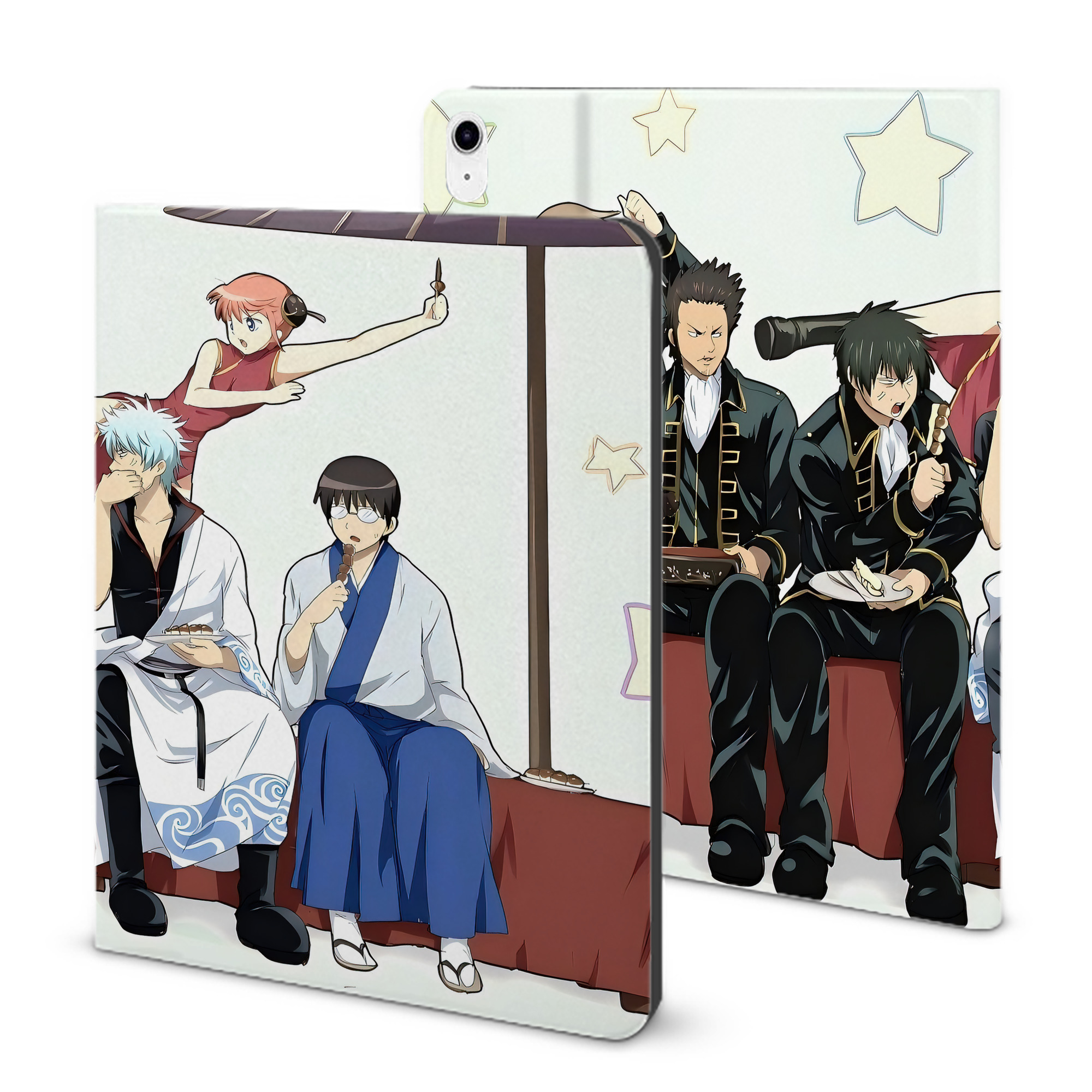（画像用） ぎんたま 坂田銀時（さかたぎんとき） 神楽 志村新八（しむら しんぱち） GINTAMA Sakata Gintoki Kagura Shimura Shinpachi IPad ケース ブック型 PUレザー TPU 耐衝撃 軽量 薄型 ペン収納なし 全面保護 IPad 各モデル対応